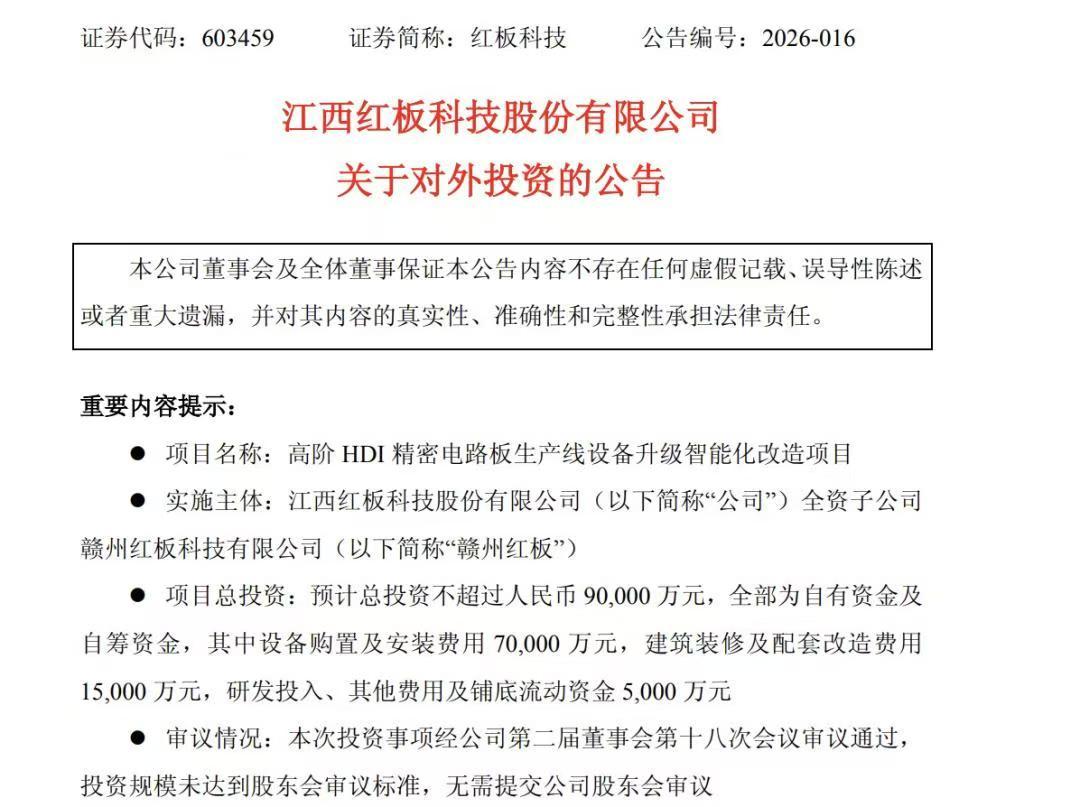 商企速递|红板科技9亿元高阶HDI技改6月24日启动,加码AI服务器高端电路板产能